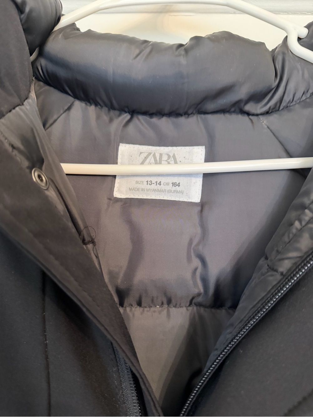 Zara Black Kids Hooded Puffer Coat - Picture 3 of 3